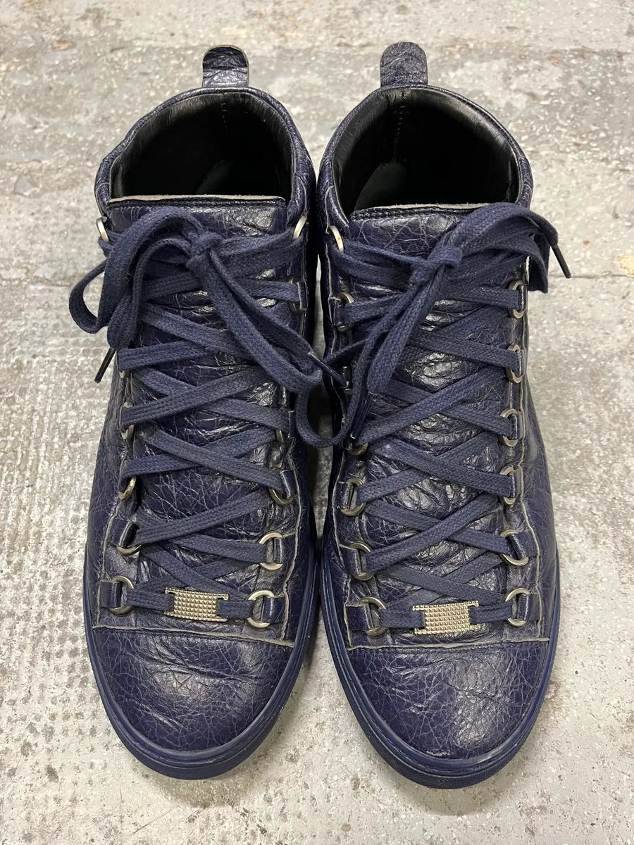 Balenciaga Arena High Navy Leather Sneakers (40.5eu/us7.5) bbcGMiM 4