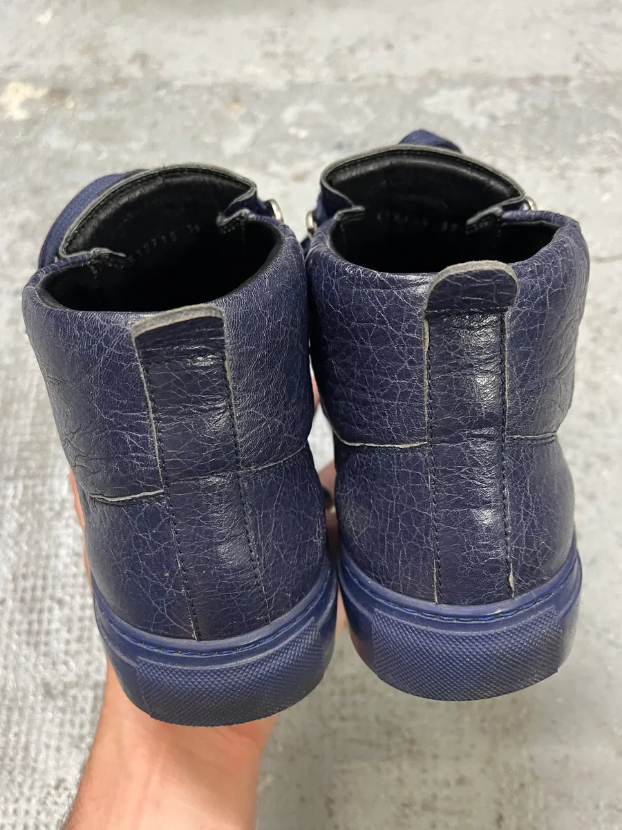 Balenciaga Arena High Navy Leather Sneakers (40.5eu/us7.5) bbcGMiM 5