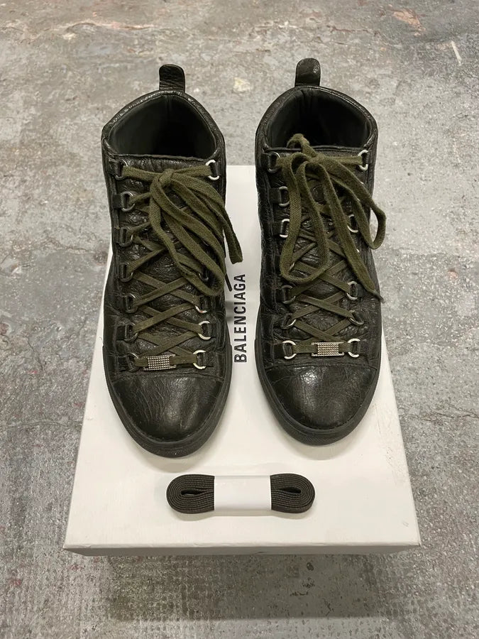 Balenciaga Arena High Olive Leather Shoes qQlXGXw 1