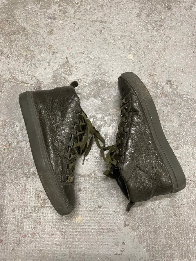 Balenciaga Arena High Olive Leather Shoes qQlXGXw 5