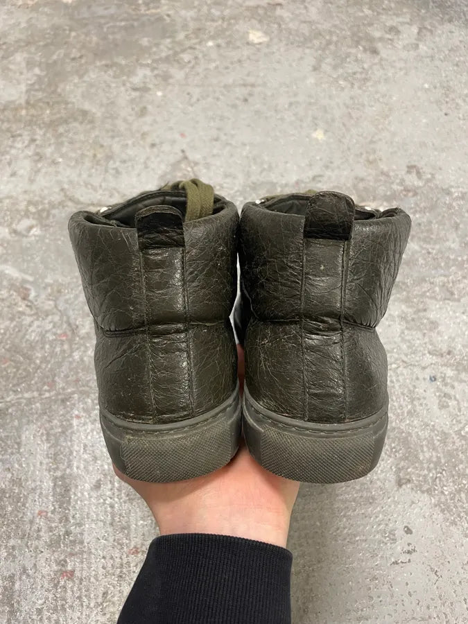 Balenciaga Arena High Olive Leather Shoes qQlXGXw 6