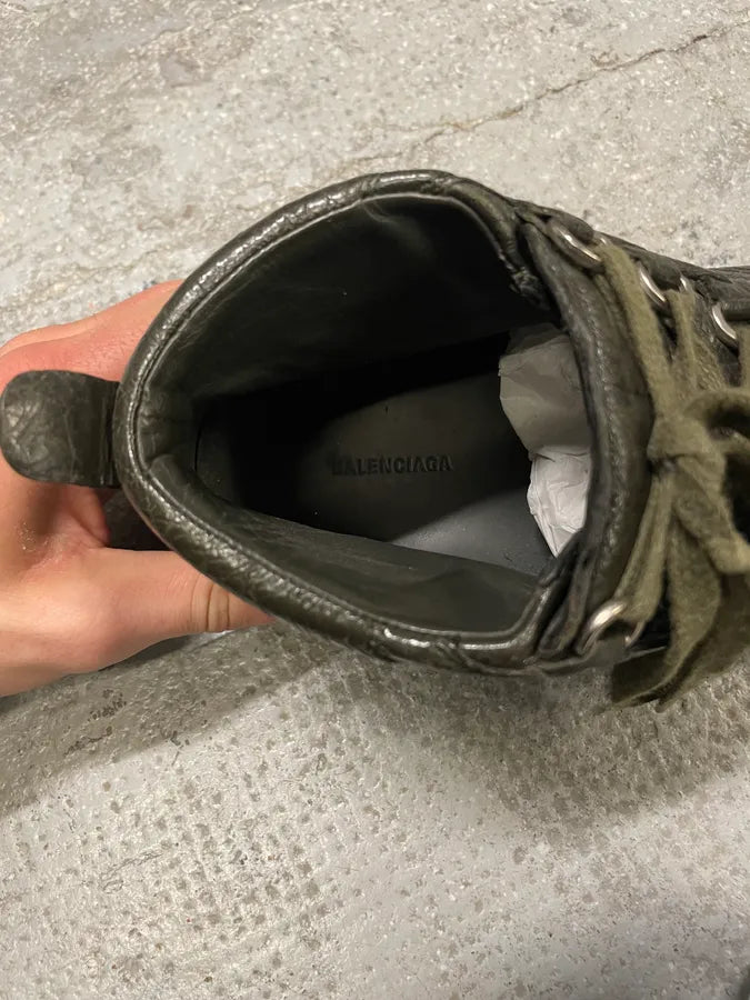 Balenciaga Arena High Olive Leather Shoes qQlXGXw 9