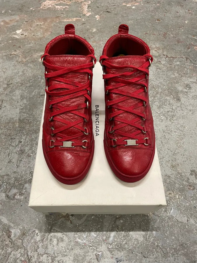 Balenciaga Arena High Red Leather Sneakers (42.5eu/us9) QCdWwDm 1