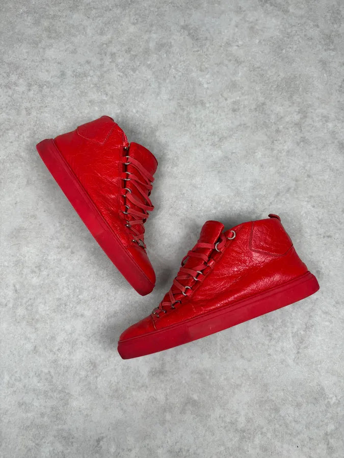 Balenciaga Arena High Red Leather Sneakers EPAXPgk 4
