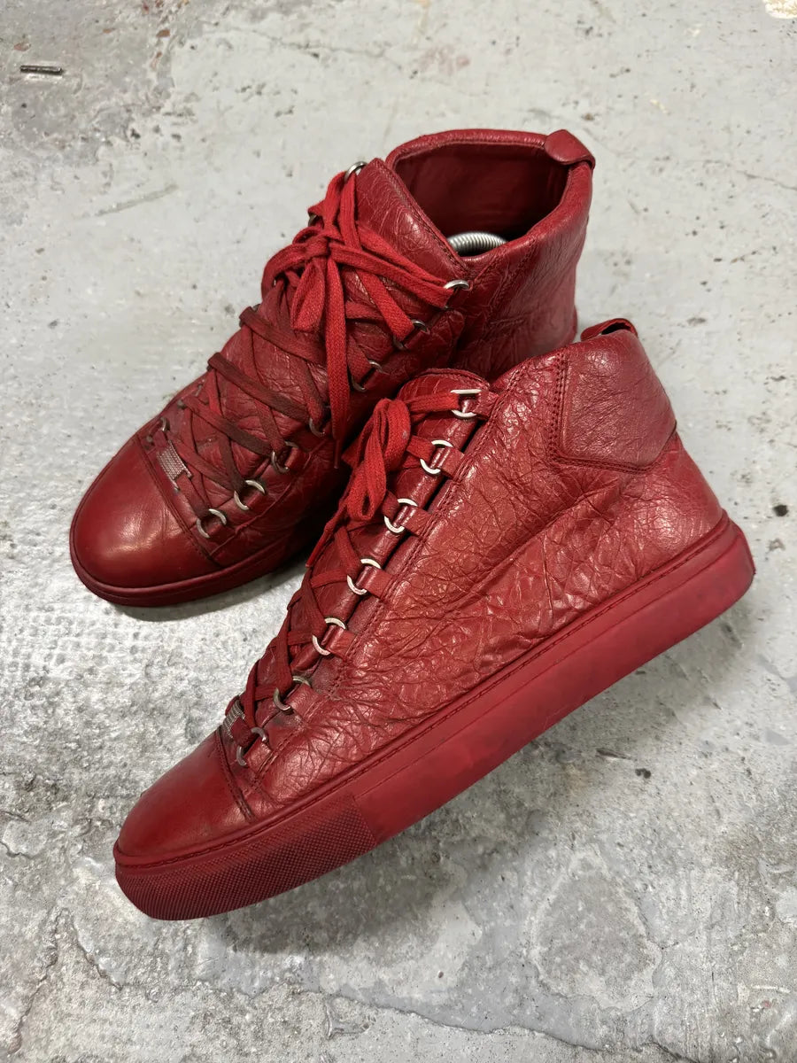 Balenciaga Arena High Red Leather Sneakers qyJlDFV 1