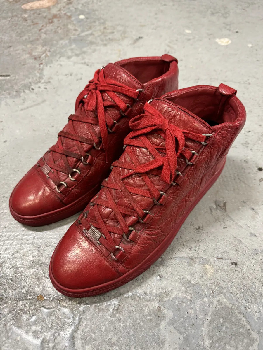 Balenciaga Arena High Red Leather Sneakers qyJlDFV 3