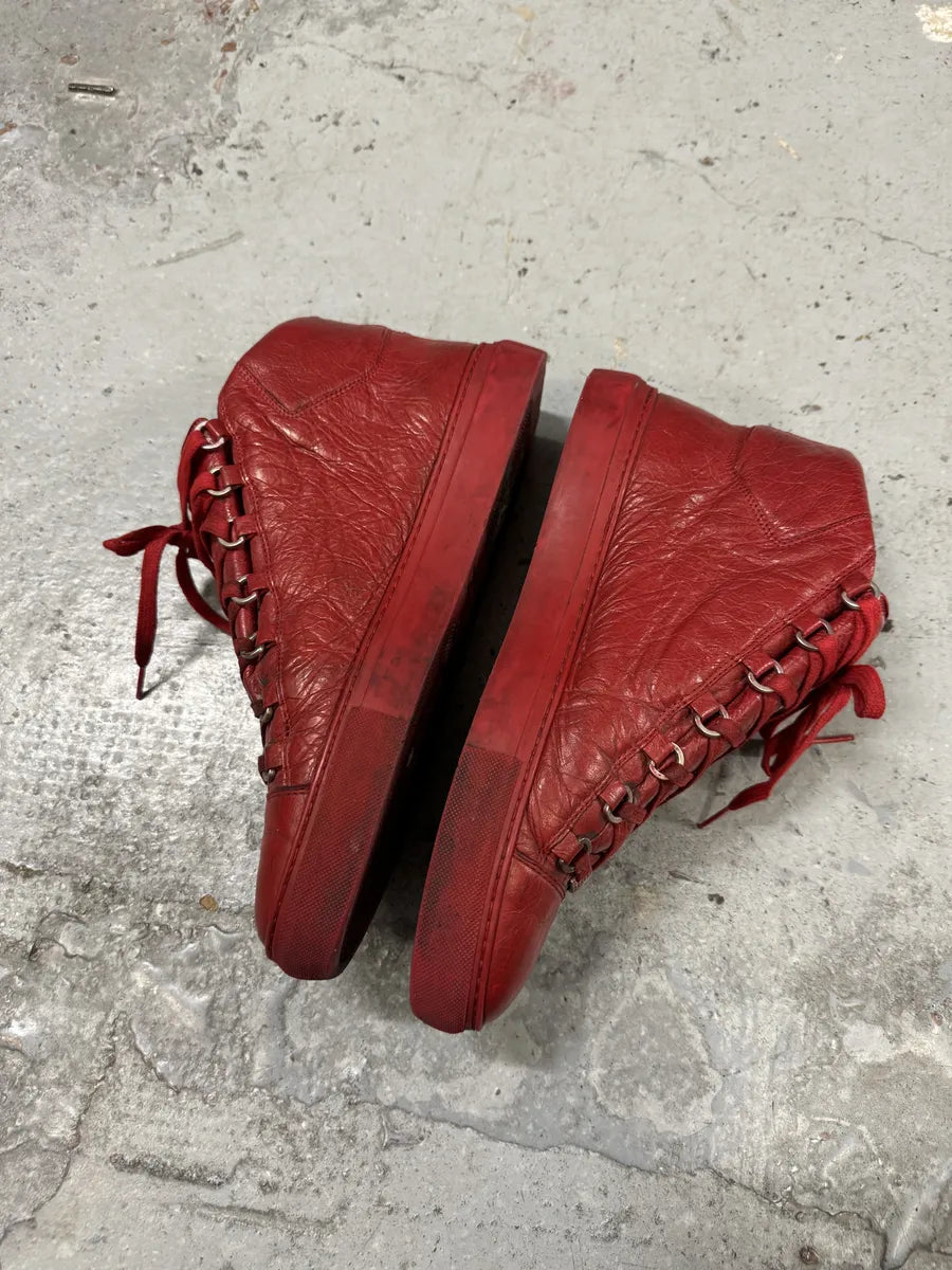 Balenciaga Arena High Red Leather Sneakers qyJlDFV 4