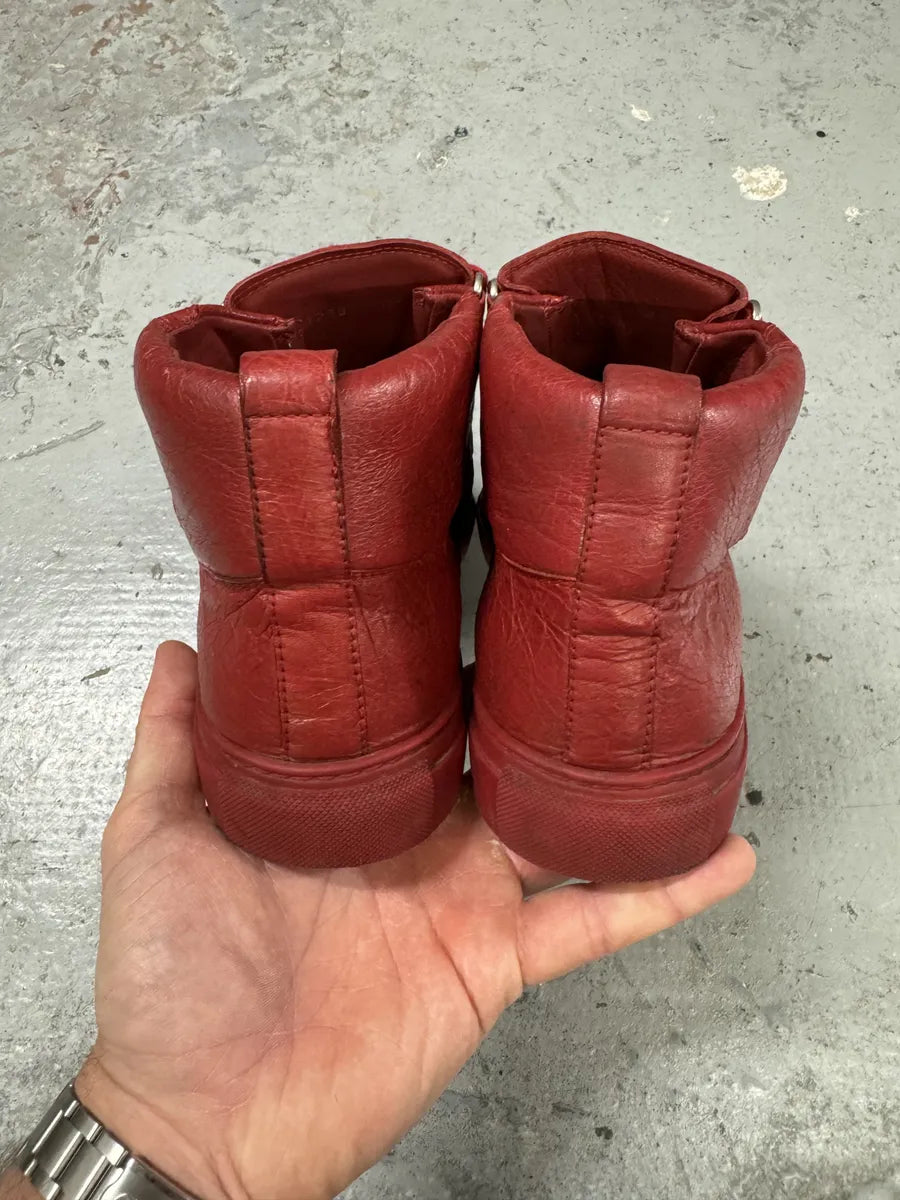 Balenciaga Arena High Red Leather Sneakers qyJlDFV 5