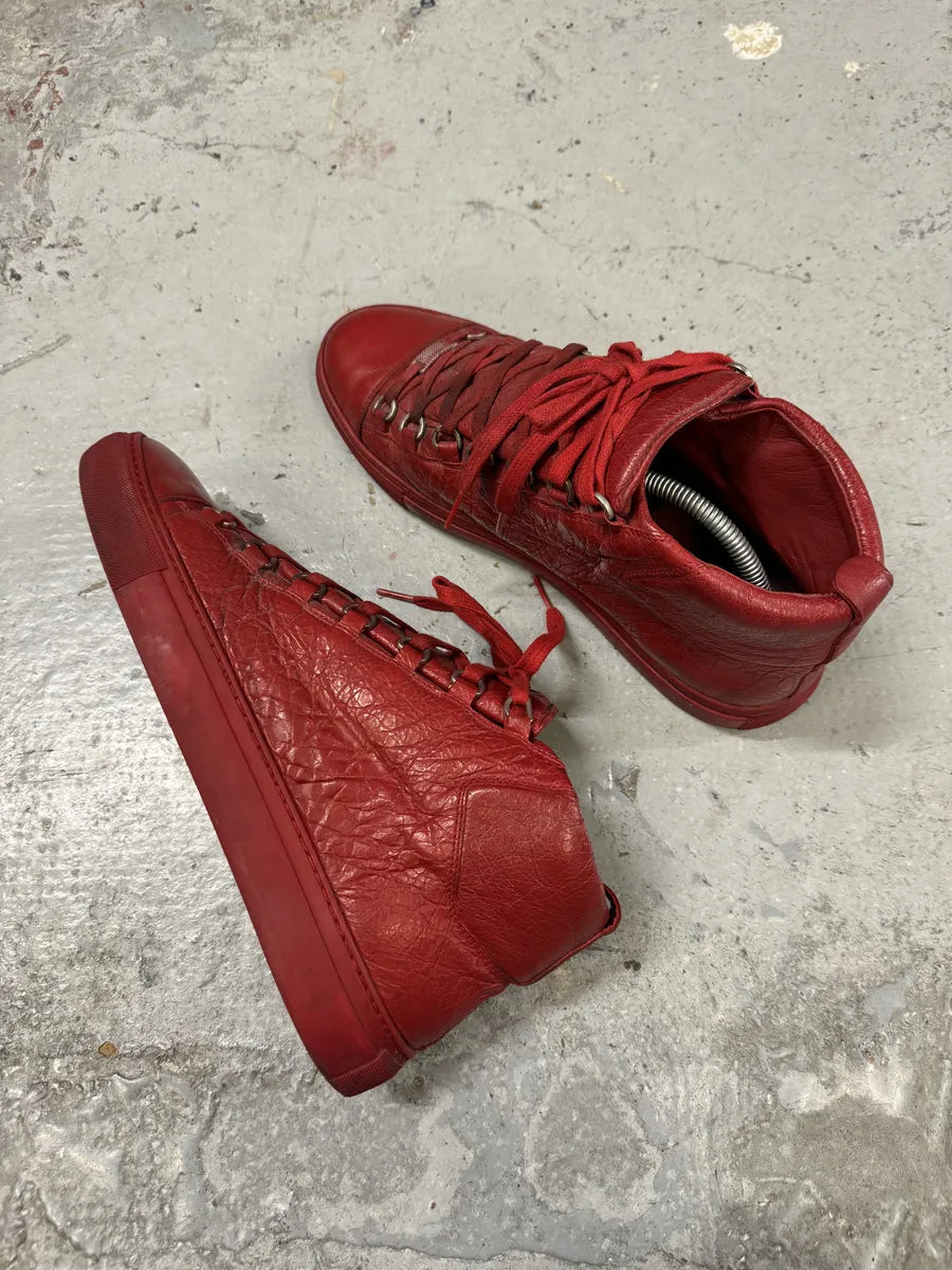 Balenciaga Arena High Red Leather Sneakers qyJlDFV 7