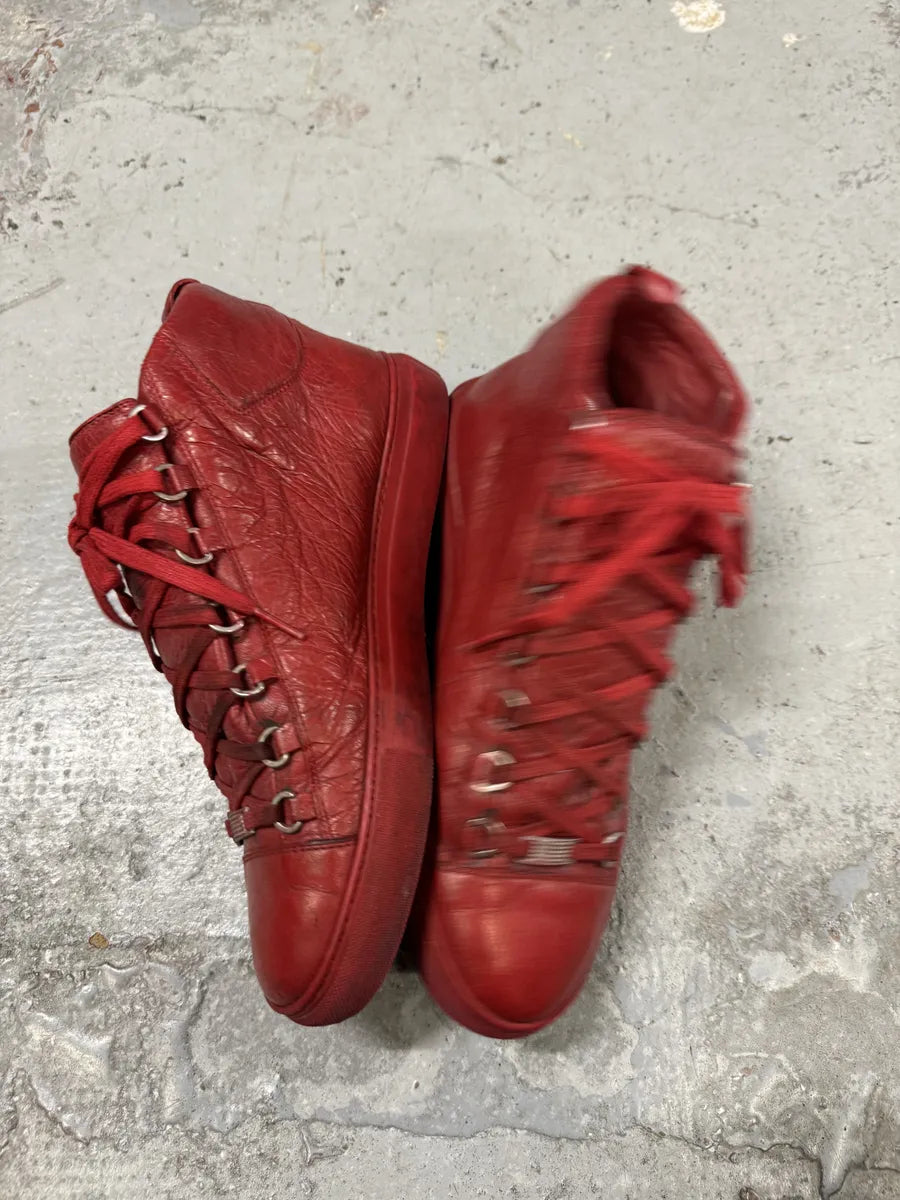 Balenciaga Arena High Red Leather Sneakers qyJlDFV 8