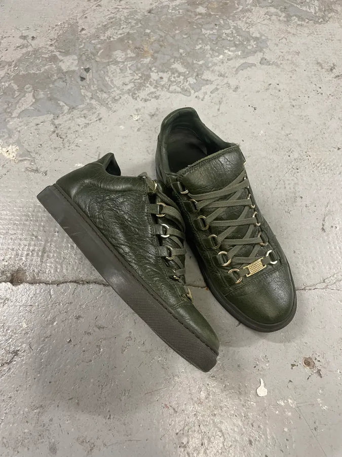 Balenciaga Arena Khaki High Leather Shoes yvgUYFY 4