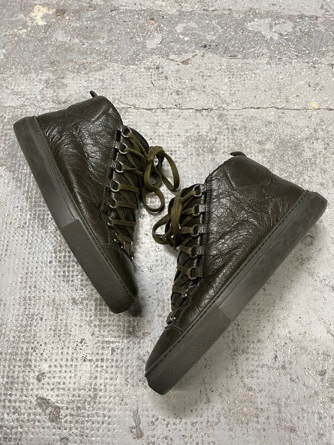 Balenciaga Arena Khaki High Leather Shoes (41.5eu/us8) FhScZrT 1