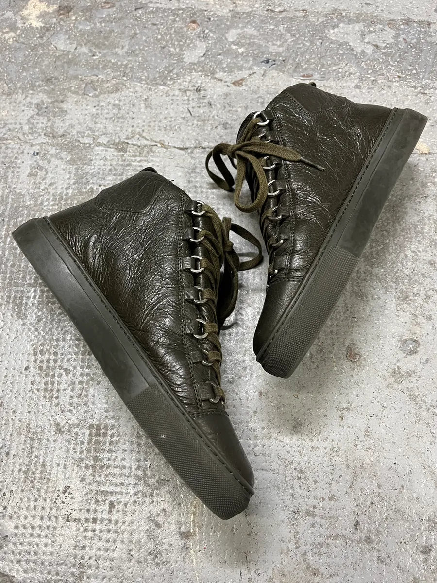Balenciaga Arena Khaki High Leather Shoes (41.5eu/us8) FhScZrT 2