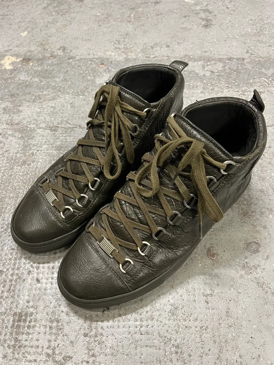 Balenciaga Arena Khaki High Leather Shoes (41.5eu/us8) FhScZrT 3