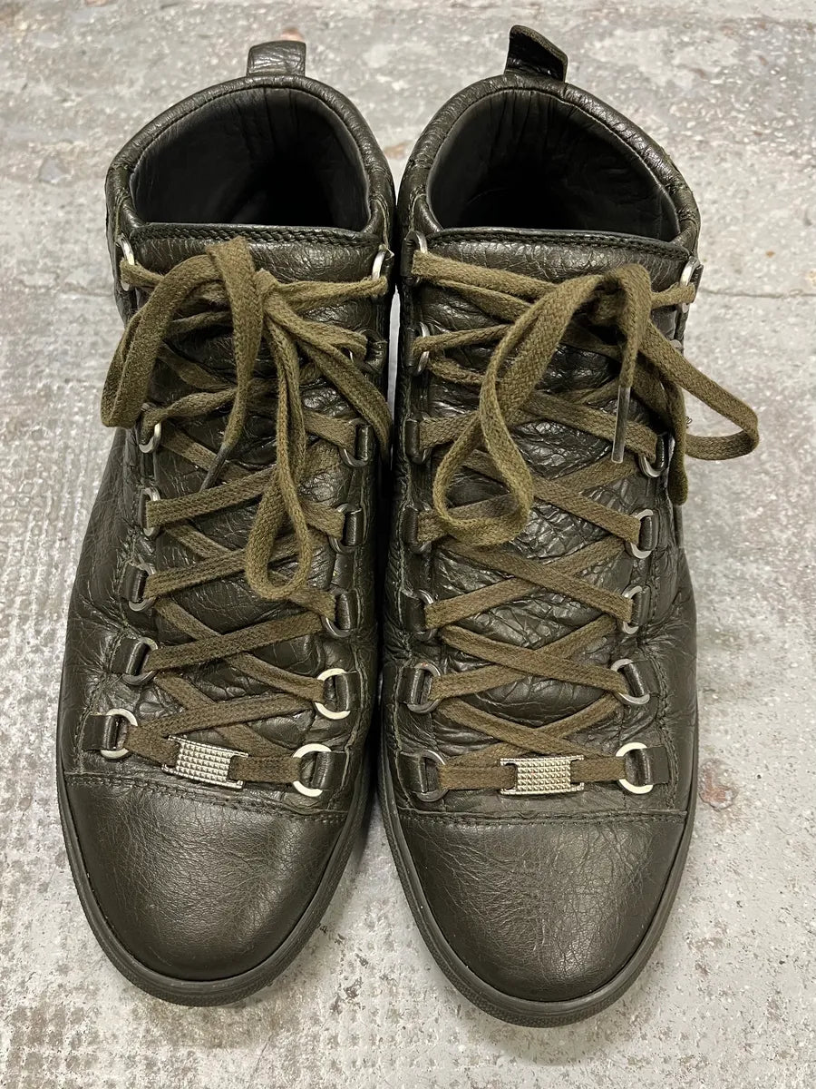 Balenciaga Arena Khaki High Leather Shoes (41.5eu/us8) FhScZrT 4