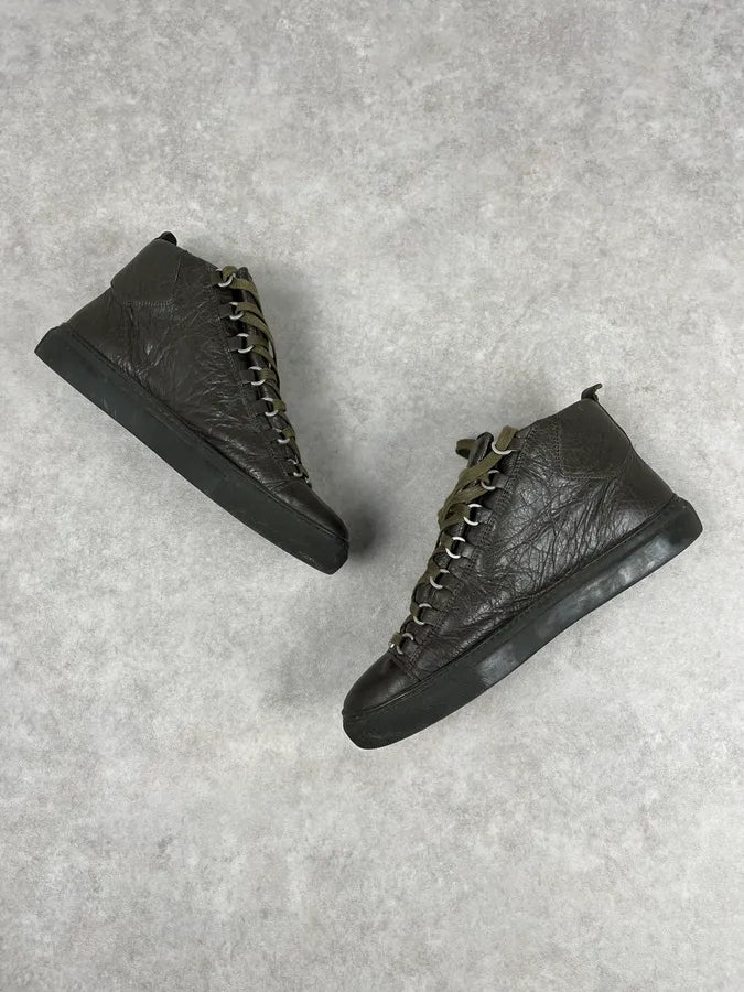 Balenciaga Arena Khaki Green High Leather Sneakers eDOmokM 4