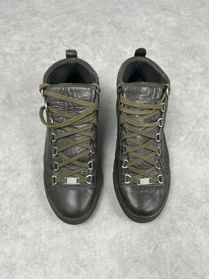 Balenciaga Arena Khaki Green High Leather Sneakers eDOmokM 1
