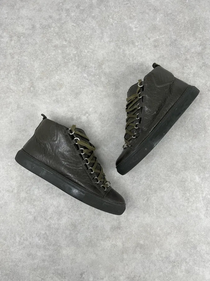 Balenciaga Arena Khaki Green High Leather Sneakers eDOmokM 2