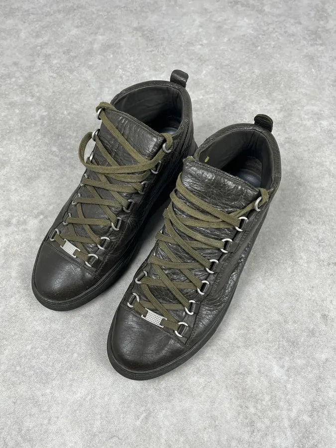 Balenciaga Arena Khaki Green High Leather Sneakers eDOmokM 3