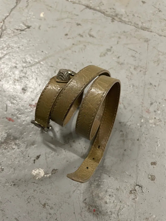 Balenciaga Arena Khaki Leather Bracelet (OS) 2
