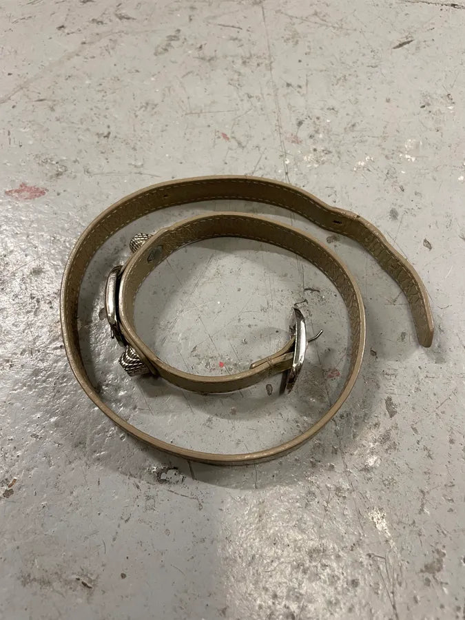 Balenciaga Arena Khaki Leather Bracelet (OS) 4