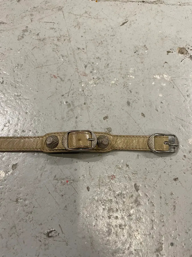 Balenciaga Arena Khaki Leather Bracelet (OS) 5