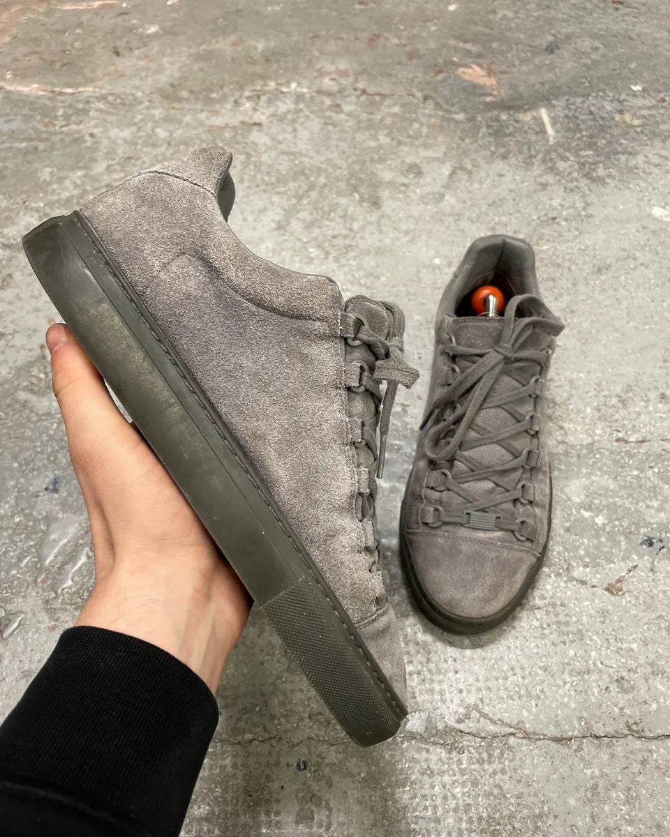 Balenciaga Arena Low Leather Grey Suede Sneakers (40.5eu/us7.5) 0