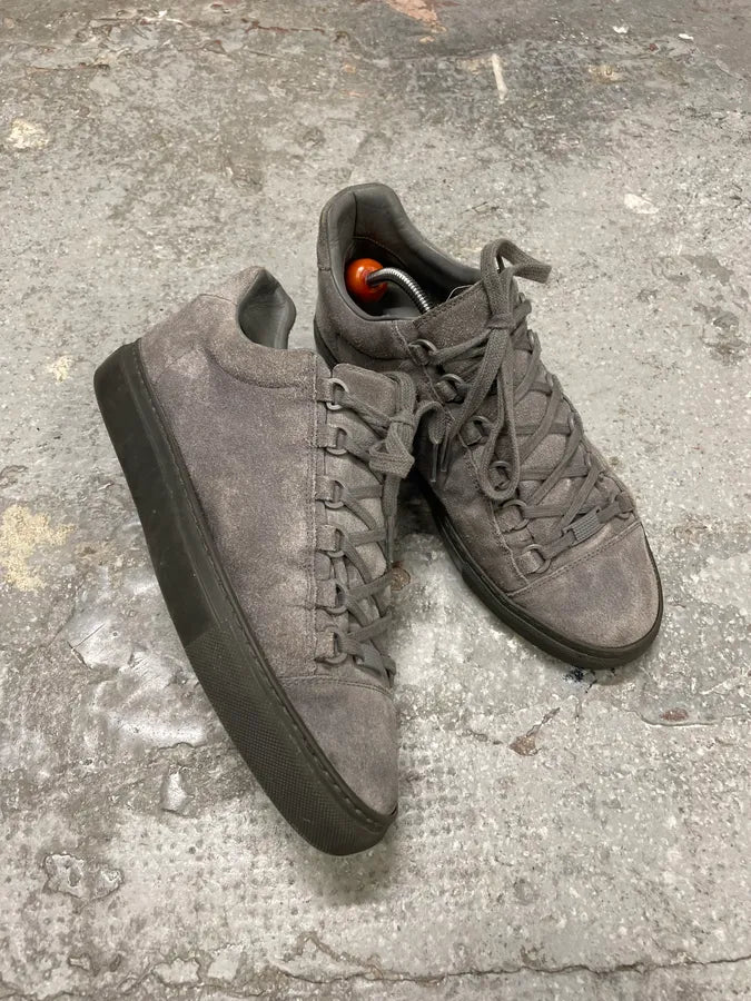 Balenciaga Arena Low Leather Grey Suede Sneakers (40.5eu/us7.5) 1