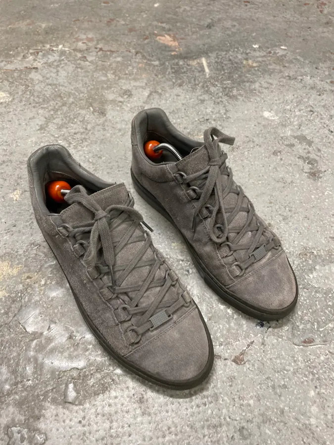 Balenciaga Arena Low Leather Grey Suede Sneakers (40.5eu/us7.5) 3