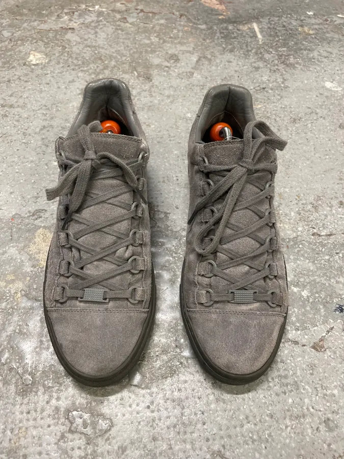 Balenciaga Arena Low Leather Grey Suede Sneakers (40.5eu/us7.5) 4