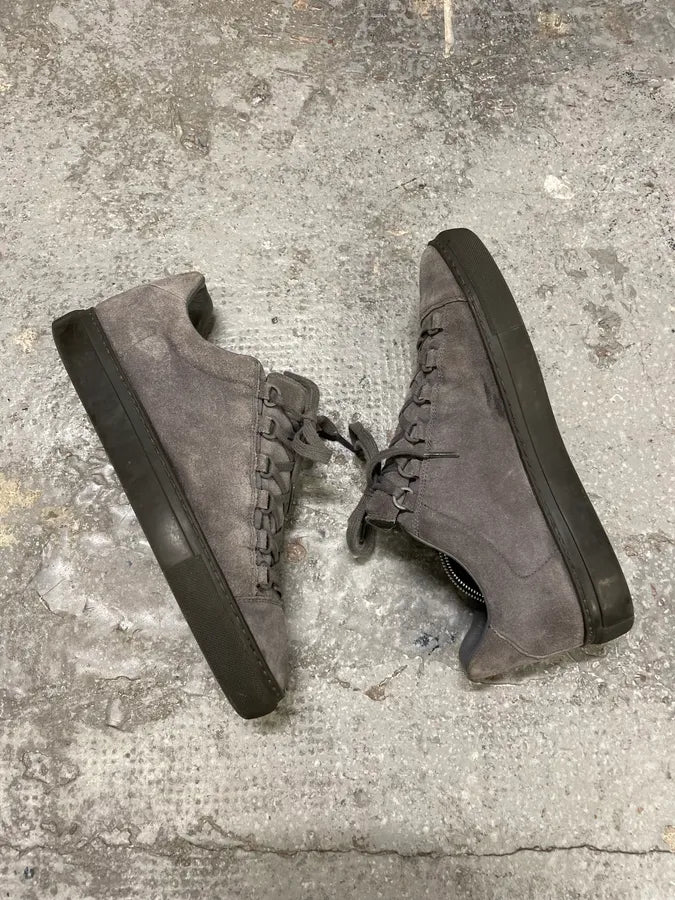 Balenciaga Arena Low Leather Grey Suede Sneakers (40.5eu/us7.5) 5