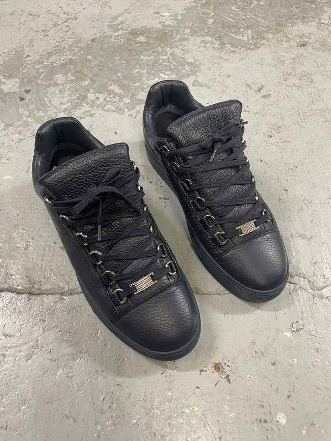 Balenciaga Arena Low Navy Leather Shoes (40.5eu/us7.5) 3