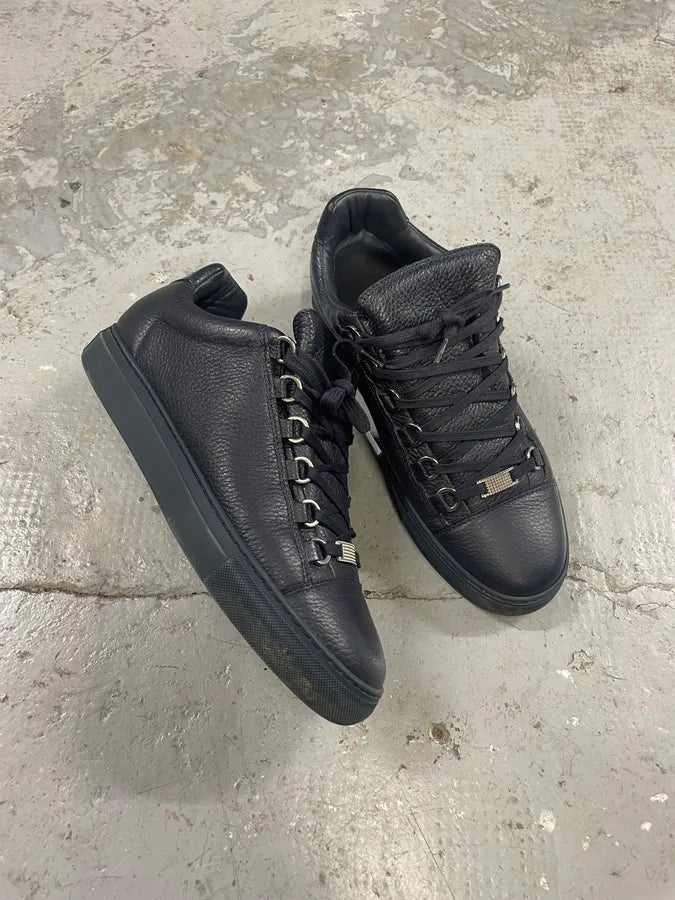 Balenciaga Arena Low Navy Leather Shoes (40.5eu/us7.5) 4