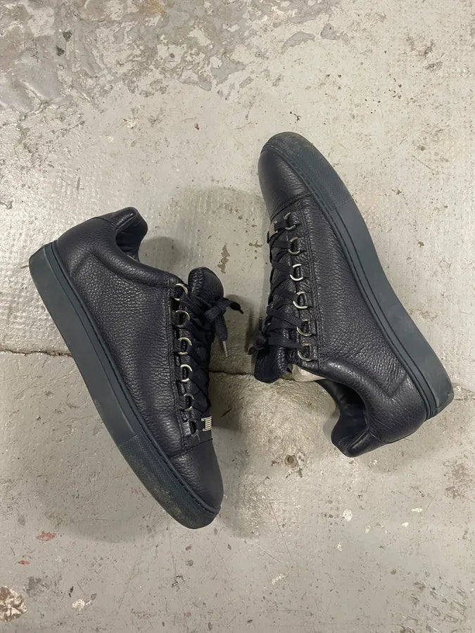 Balenciaga Arena Low Navy Leather Shoes (40.5eu/us7.5) 5