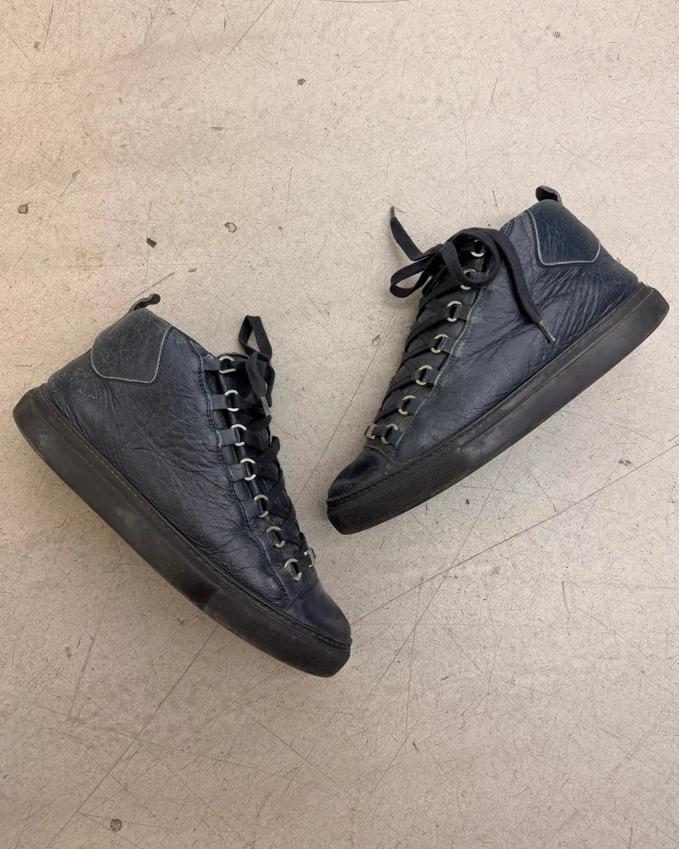Balenciaga Arena Navy Leather High Sneakers NnEKeIy 1