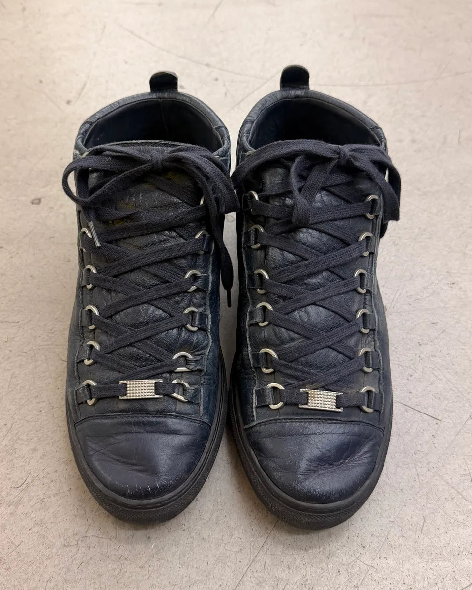 Balenciaga Arena Navy Leather High Sneakers NnEKeIy 2