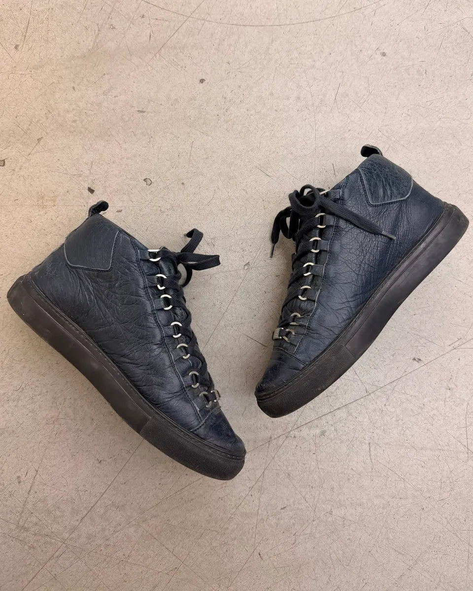 Balenciaga Arena Navy Leather High Sneakers NnEKeIy 3