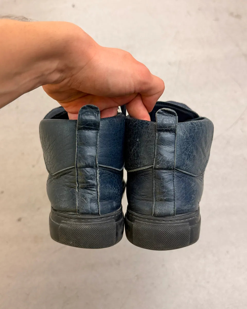 Balenciaga Arena Navy Leather High Sneakers NnEKeIy 4