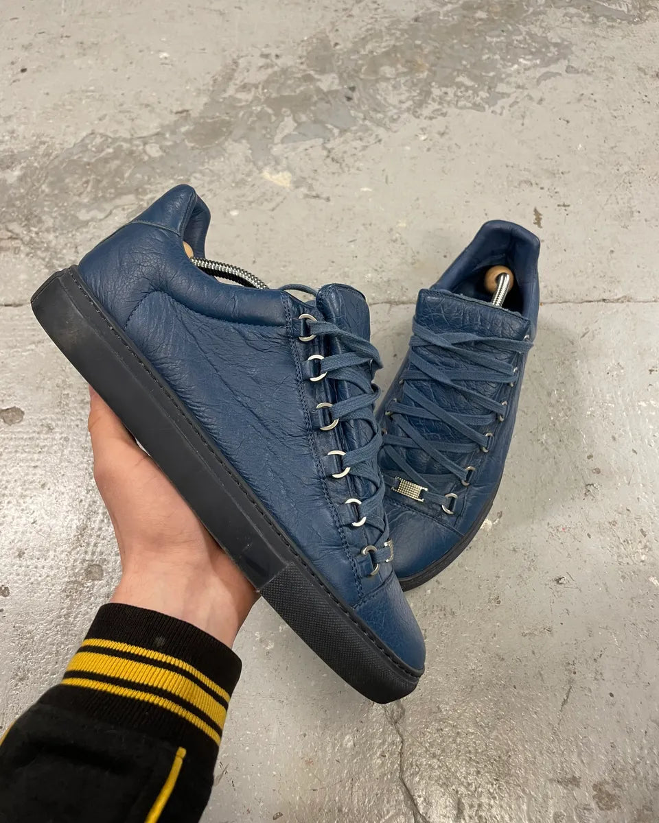 Balenciaga Arena Navy Low Leather Shoes (43.5eu/us9.5) 0