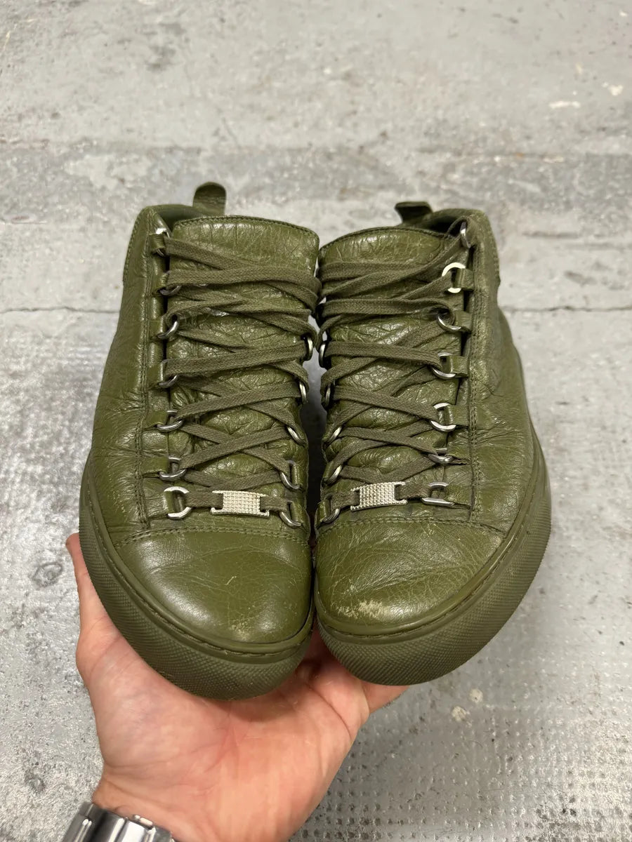 Balenciaga Arena Olive Green High Leather Sneakers IfeSeOt 2