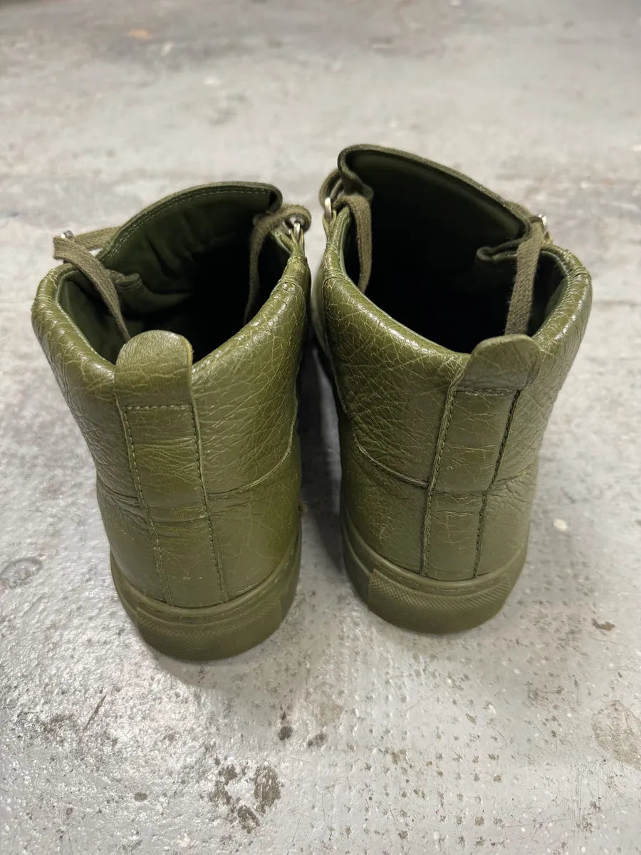 Balenciaga Arena Olive Green High Leather Sneakers IfeSeOt 7