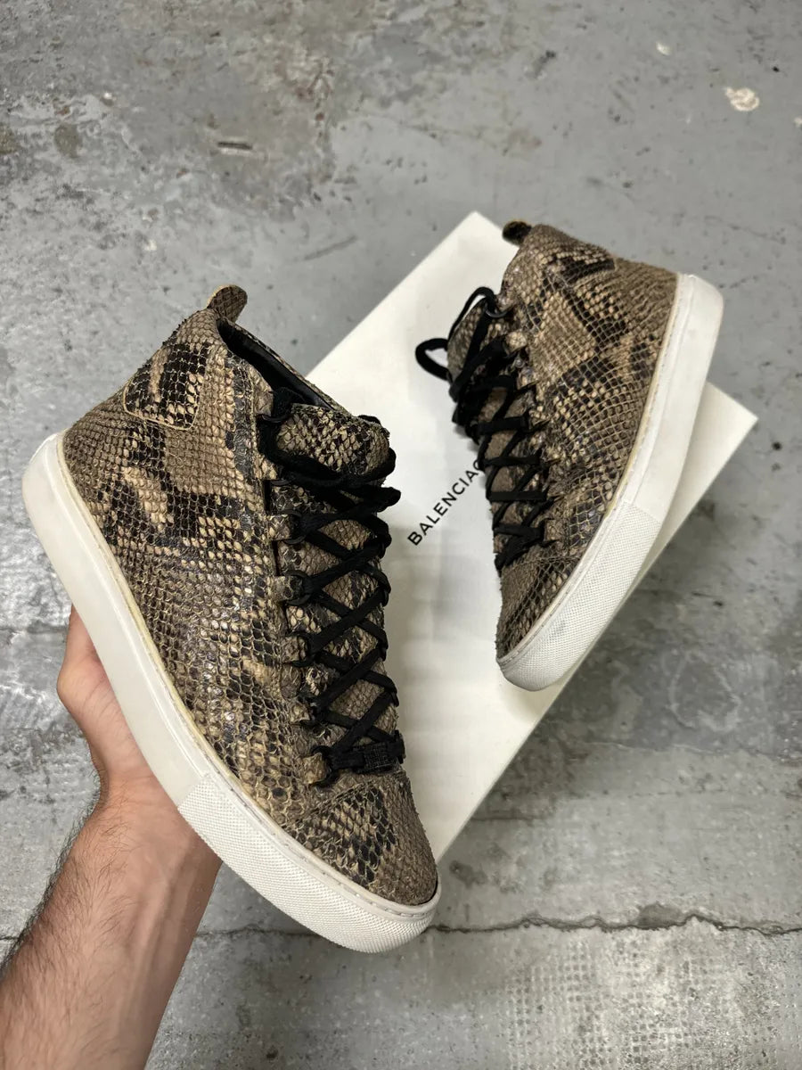 Balenciaga Arena Python Effect Leather High Top Sneakers kfAvNdu 0