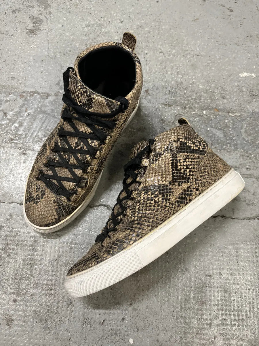 Balenciaga Arena Python Effect Leather High Top Sneakers kfAvNdu 2