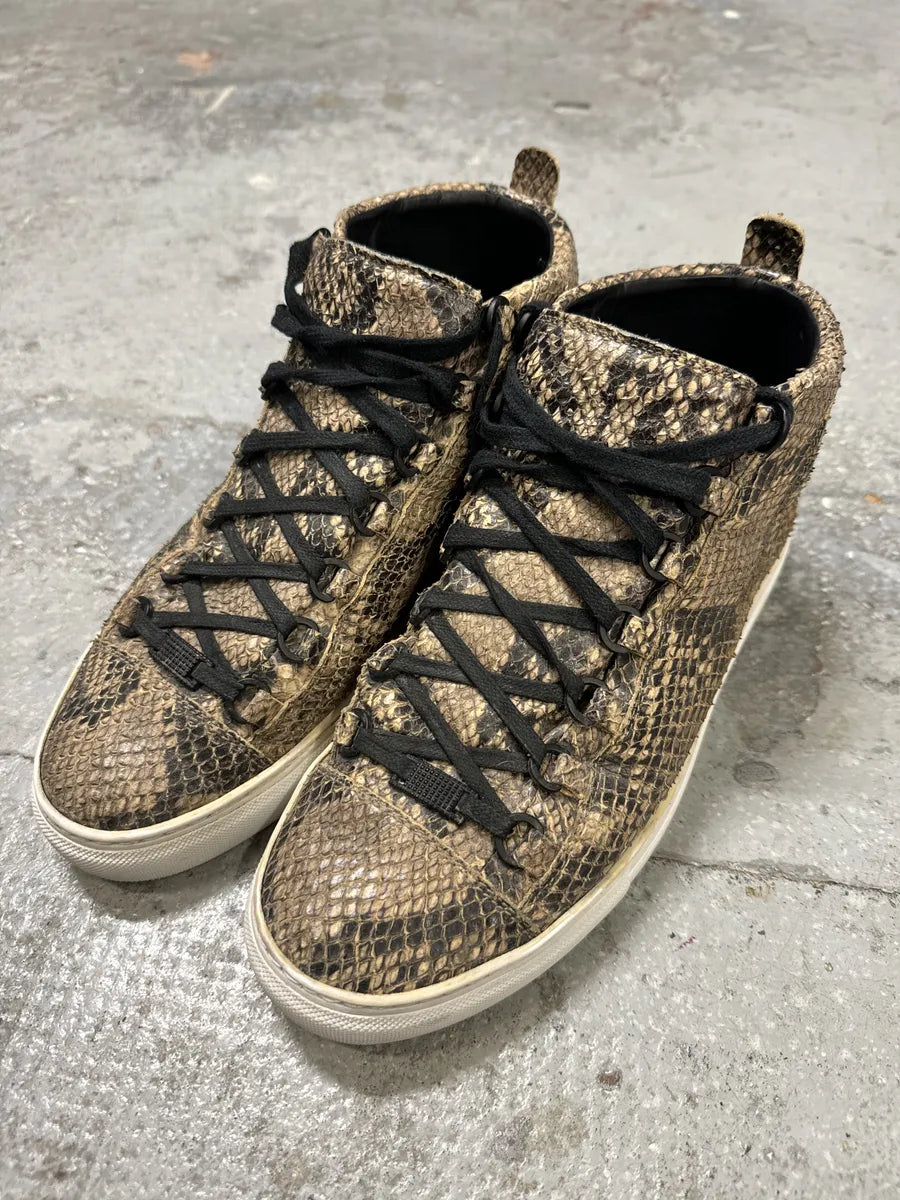 Balenciaga Arena Python Effect Leather High Top Sneakers kfAvNdu 4