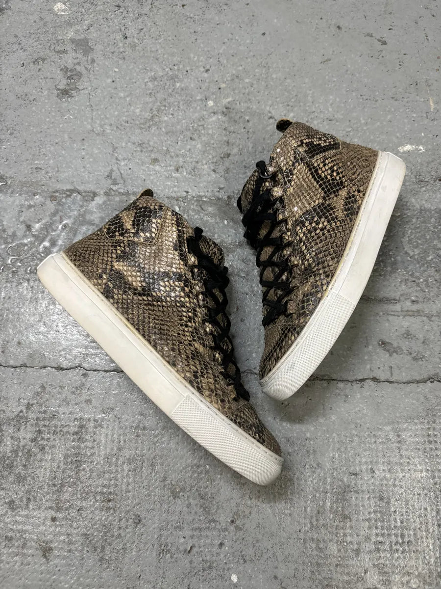Balenciaga Arena Python Effect Leather High Top Sneakers kfAvNdu 8