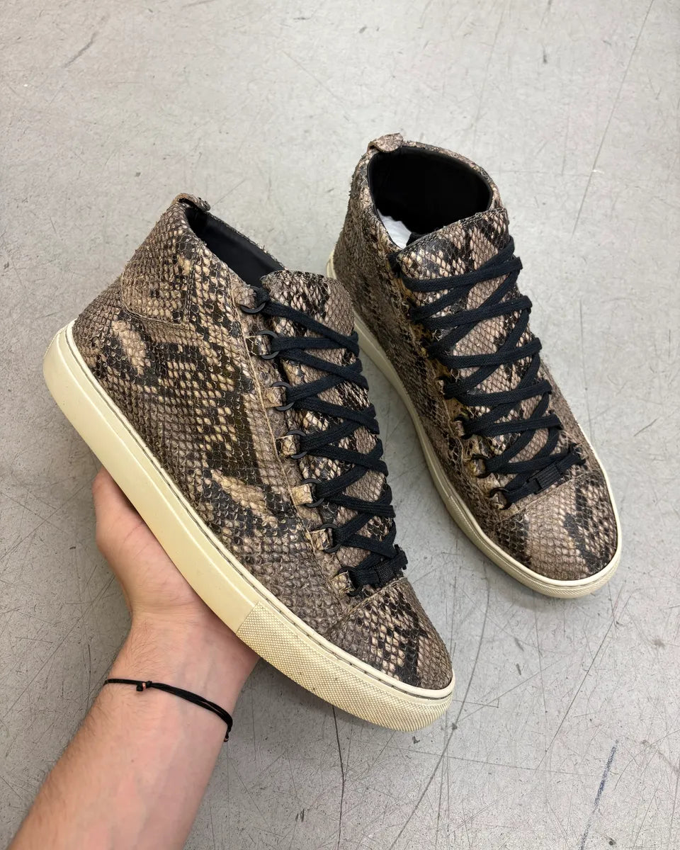 Balenciaga Arena Beige Python Leather High Sneakers sipVxJZ 0