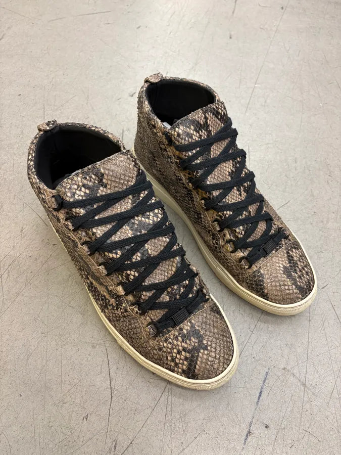 Balenciaga Arena Beige Python Leather High Sneakers sipVxJZ 3