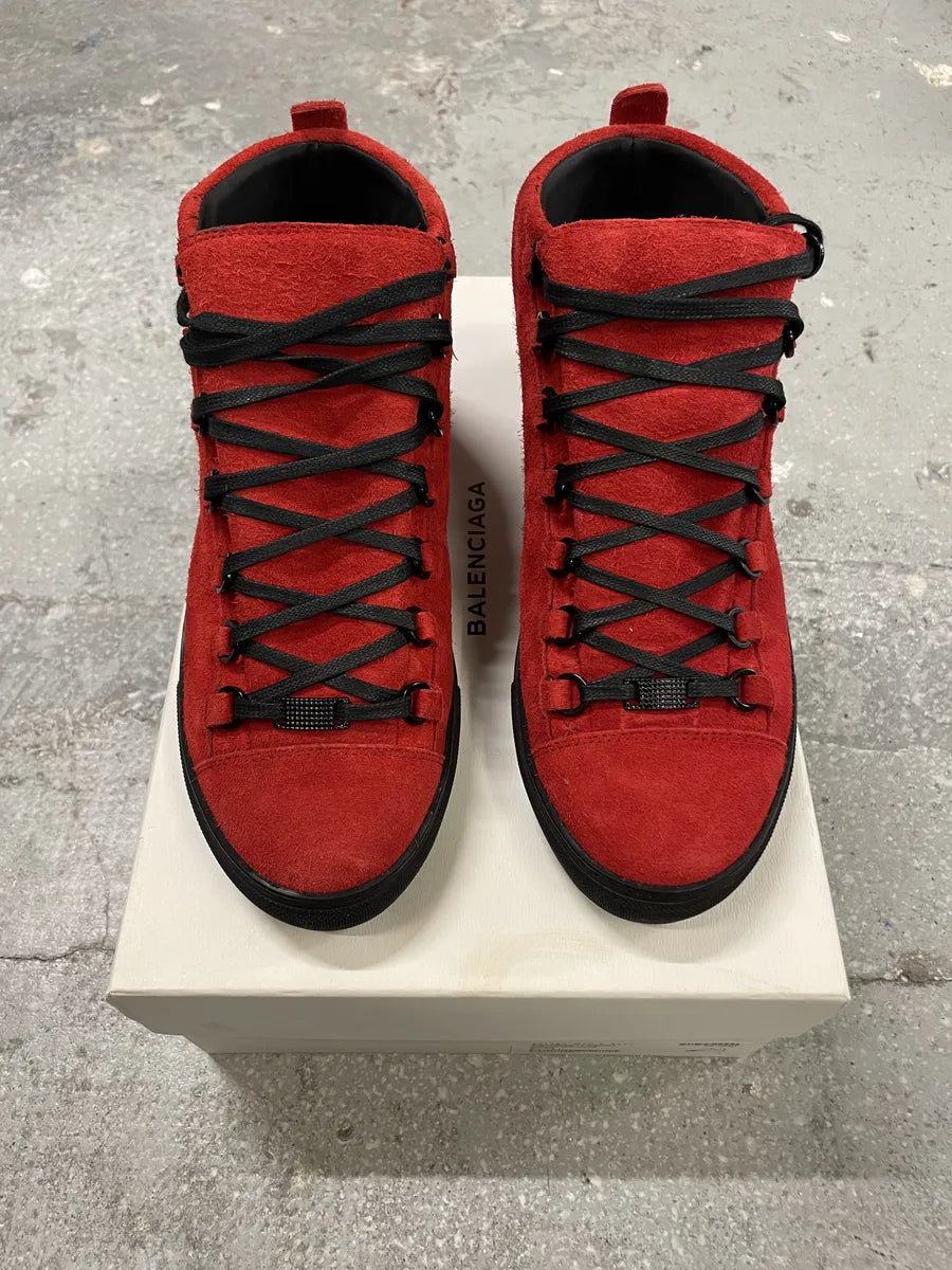 Balenciaga Arena Red & Black Devil Suede Leather High Shoes (42.5eu/us9) 1