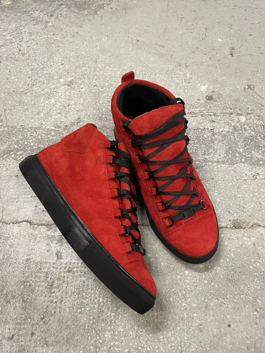Balenciaga Arena Red & Black Devil Suede Leather High Shoes (42.5eu/us9) 2