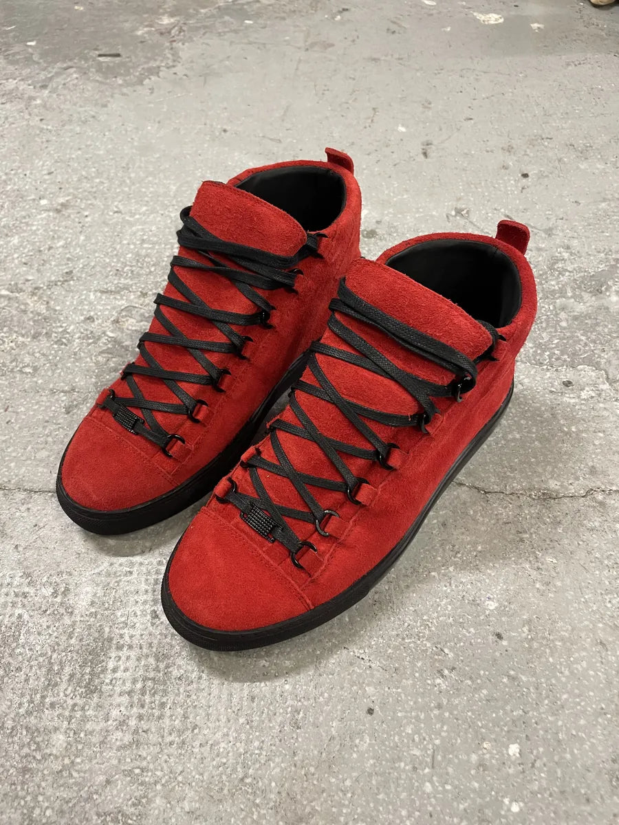 Balenciaga Arena Red & Black Devil Suede Leather High Shoes (42.5eu/us9) 3
